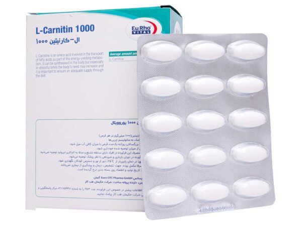 قرص ال کارنیتین 1000 میلی گرم یورویتال (60 عددی)