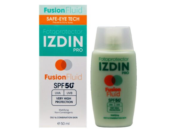 ضد آفتاب فیوژن فلوئید +SPF50 مناسب پوستهای مختلط و چرب ایزدین پرو - 50 میلی لیتر