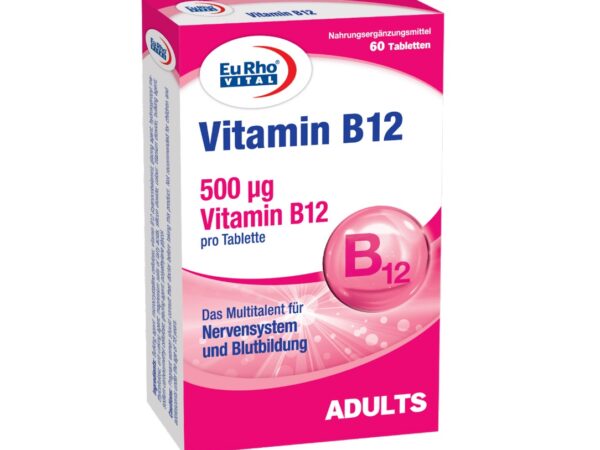Euroh Vital Vitamin B12 500 micrograms 60 Tablets