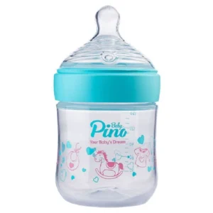 شیشه شیر 0 - 6 ماه با سر شیشه Slow دارای 3 سوراخ پینو بیبی (150 میلی لیتری)