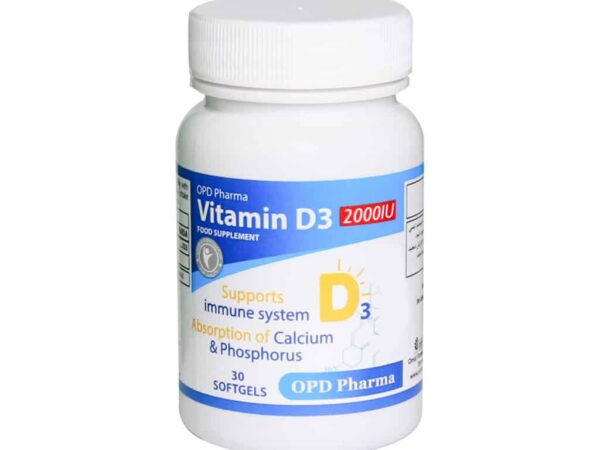 سافت ژل ویتامین D3 2000 واحد او پی دی فارما (30 عدد)