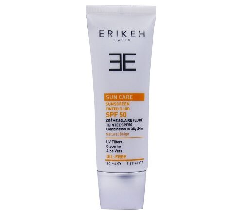 کرم ضد آفتاب SPF50 رنگی بژ طبیعی مناسب پوست‌ های خشک و نرمال اریکه - 50 میلی لیتر