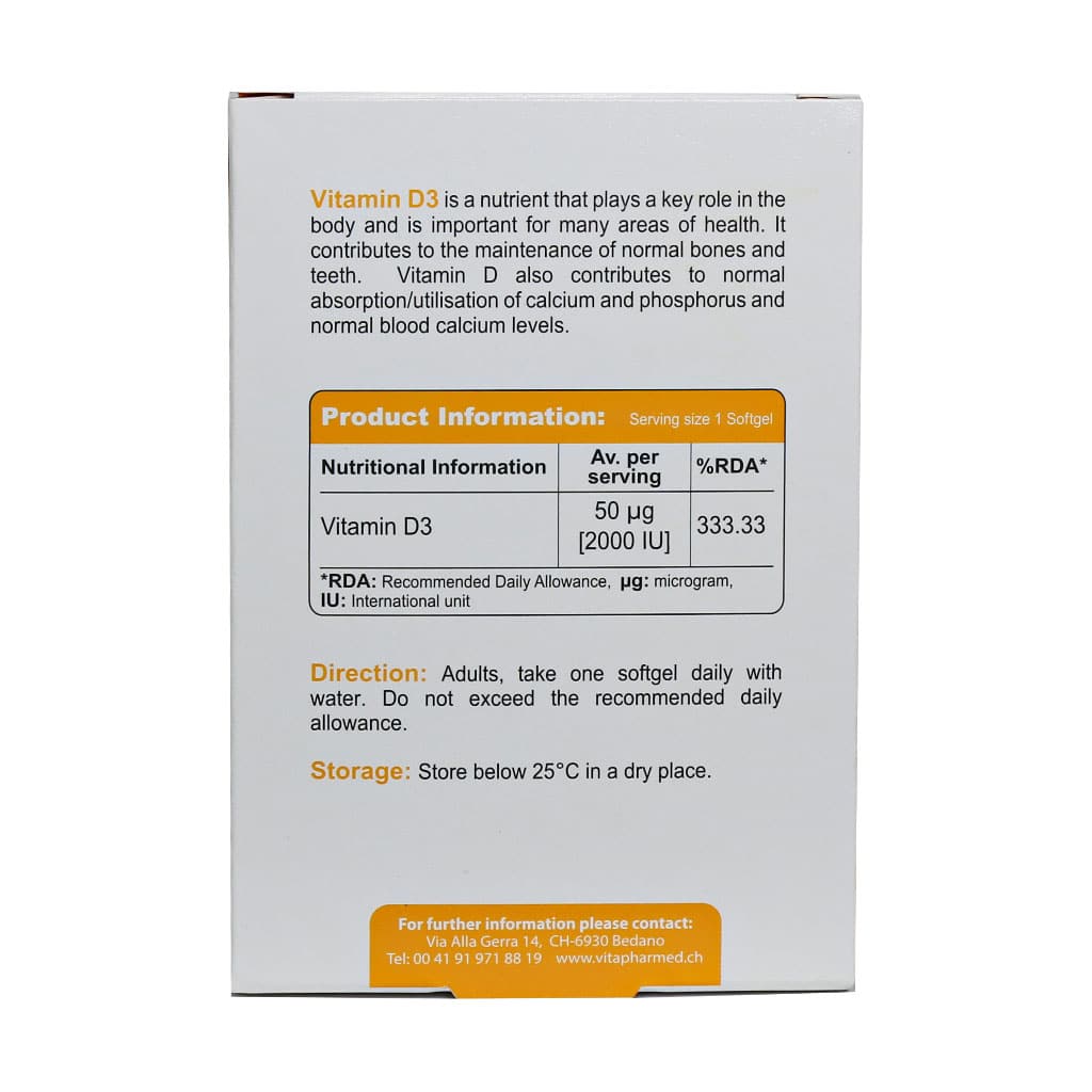 کپسول نرم ژلاتینی ویتامین D3 2000 واحد ویواتیون (30 عددی)