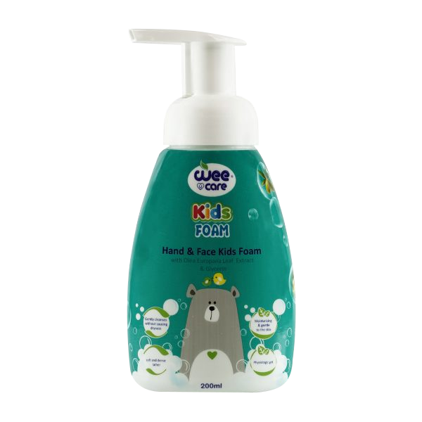 wee-care-baby-hand-and-face-cleansing-foam-with-olive-extract-and-glycerin-200-ml فوم شست و شوی دست و صورت کودک حاوی عصاره زیتون و گلیسرین وی کر - 200 میلی لیتر - Image 1