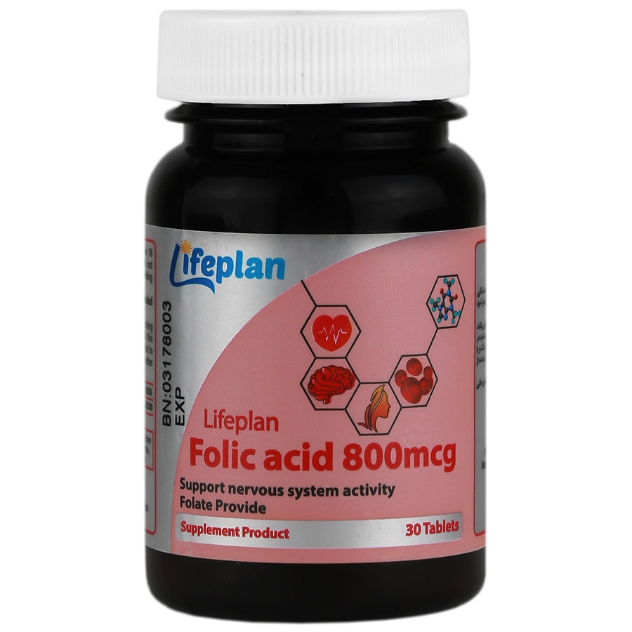قرص فولیک اسید 800 میلی گرم لایف پلن - 30 عدد - Image 1