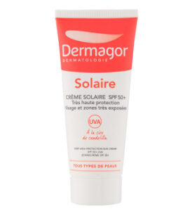 کرم ضد آفتاب بی رنگ SPF 50 پوست نرمال تاخشک درماگور (40 میلی لیتر)