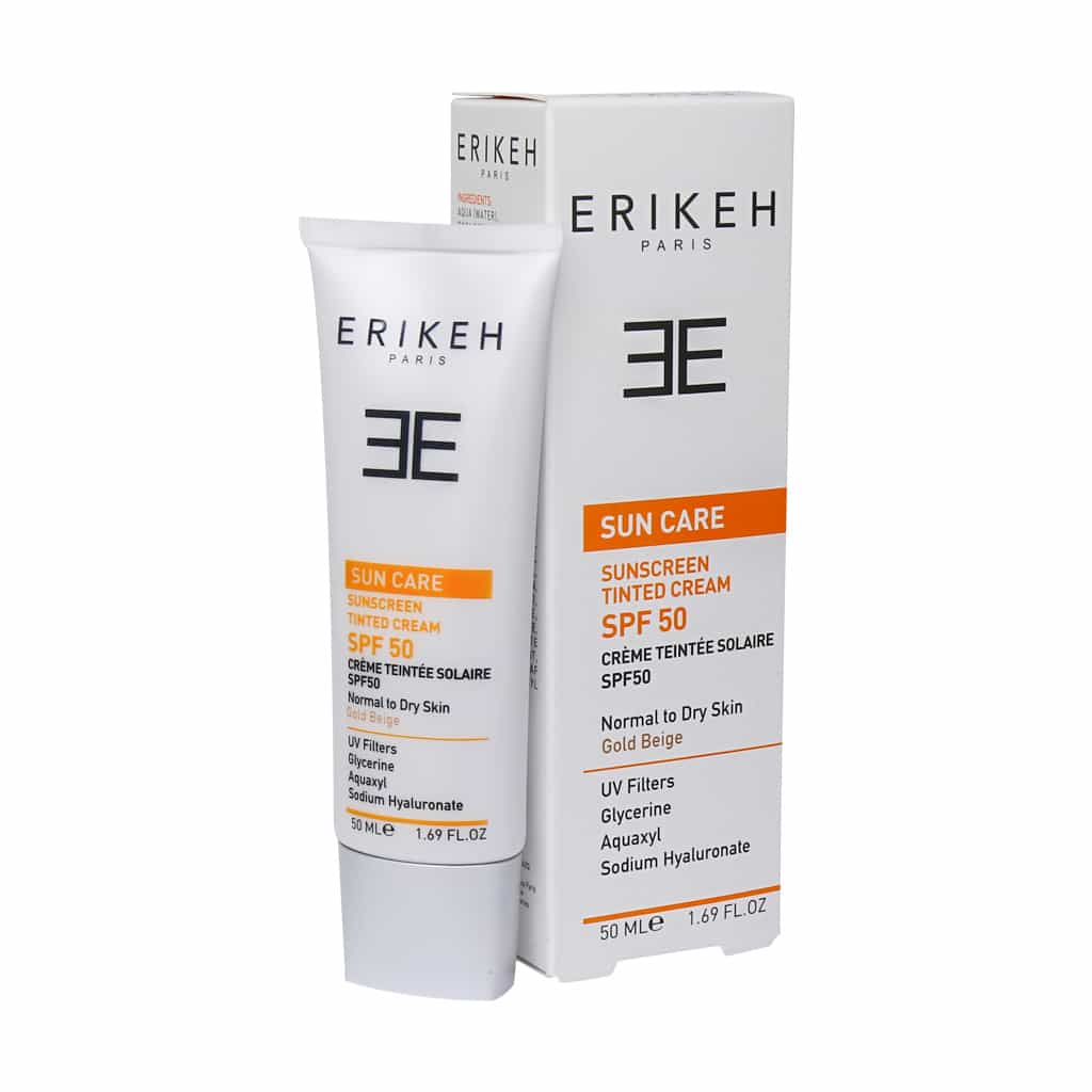 کرم ضد آفتاب SPF50 اریکه مناسب پوست کرم ضد آفتاب SPF50 مناسب پوست های خشک و نرمال بژ طلایی اریکه - 50 میلی لیتر - Image 1