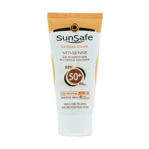 کرم ضد آفتاب رنگی +SPF50 فاقد جاذب های شیمیایی مناسب پوست حساس سان سیف (۵۰ میلی لیتر)
