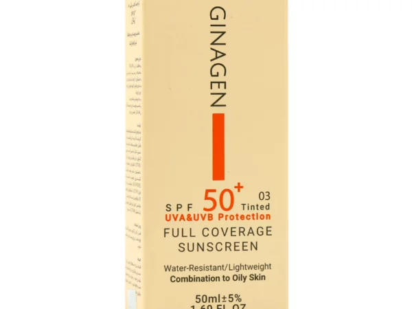 کرم ضدآفتاب رنگ 03 پوست چرب spf+50 ژیناژن - 50 میلی لیتر