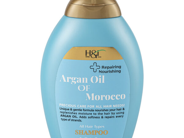 شامپو مغذی و تقویت کننده حاوی روغن آرگان مراکشی مناسب انواع مو اچ اند تی | 385 میلی لیتر