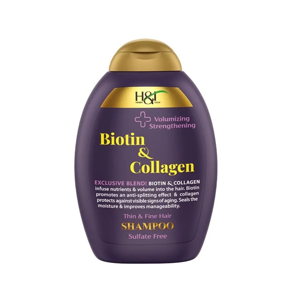 H&T Shampoo Biotin & Collagen Volumizing & Strengthening 385ml شامپو حاوی بیوتن و کلاژن مناسب موهای نازک و کم اچ اند تی | 385 میلی لیتر - Image 1