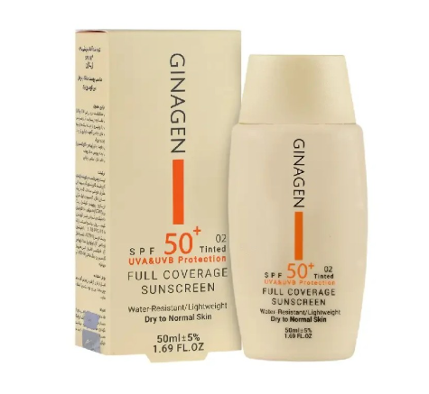 کرم ضد آفتاب رنگ 02 پوست چرب و مختلط spf+50 ژیناژن - 50 میلی لیتر