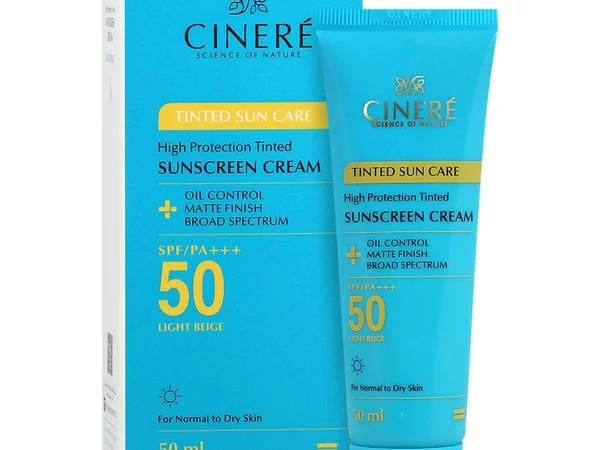 کرم ضد آفتاب رنگی فاقد چربی SPF 50 بژ روشن مناسب انواع پوست سینره | 50 میلی لیتر