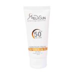 کرم ضد آفتاب بی رنگ spf50 پوست معمولی و چرب مدیسان (50 میلی لیتر)