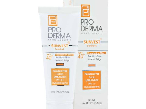 کرم ضد آفتاب مینرال رنگی ⁺SPF40 مناسب پوست های حساس رنگ بژ طبیعی پرودرما | ۴۰ میلی لیتر