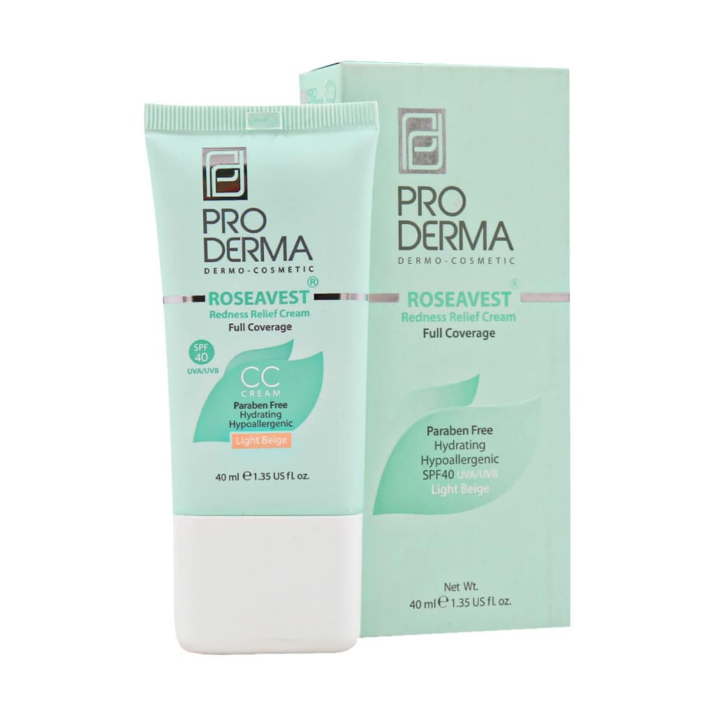 Proderma Redness Relief And Full Coverage Cream 40 ml کرم پوشاننده و مرطوب کننده رنگی صورت مناسب پوست معمولی و حساس رنگ بژ روشن پرودرما | 40 میلی لیتر - Image 1