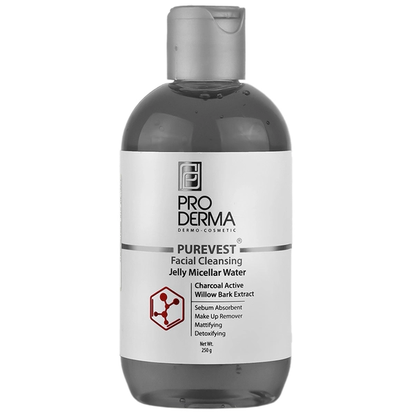 Purevest Facial Cleansing Jelly Micellar Water ژل پاک کننده صورت حاوی پودر زغال پرودرما | 250 میلی لیتر - Image 1