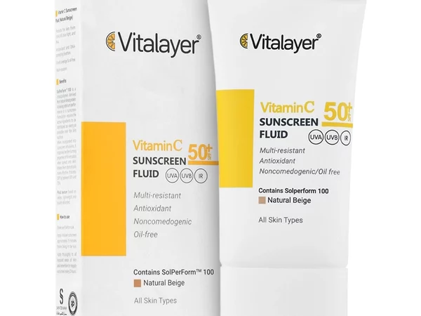 فلوئید ضد آفتاب ویتامین سی SPF50 رنگ بژ طبیعی ویتالیر – 50 میلی لیتر