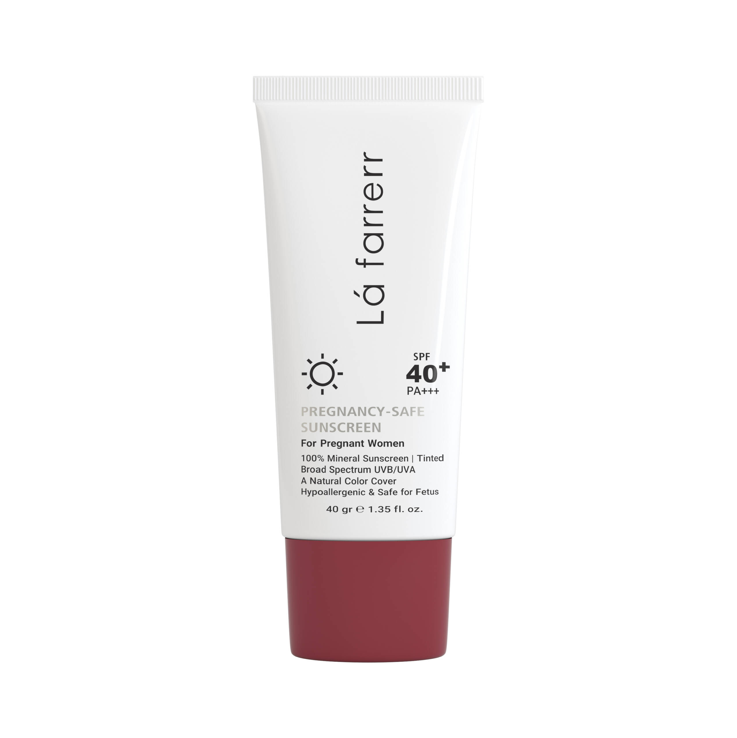 pregnancy-sunscreen-tinted-1-scaled کرم ضد آفتاب مینرال SPF40 لافارر مناسب انواع پوست رنگی (40گرم) - تصویر 1
