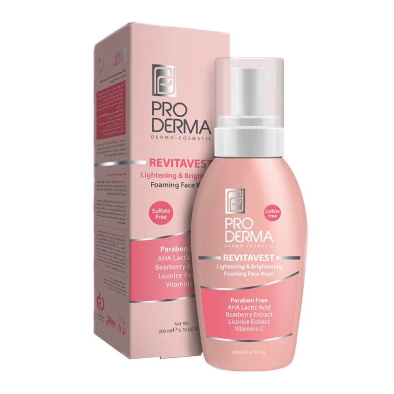 proderma-lightening-and-brightening-cleansing-foam-200-ml فوم شستشو و روشن کننده پوست صورت پرودرما | 200 میلی لیتر - Image 1