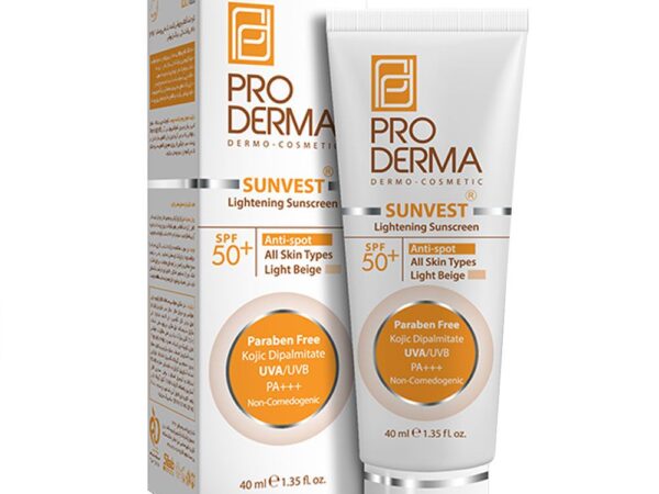 کرم ضد آفتاب ضد لک و روشن کننده +SPF50 بژ روشن پرودرما | 40 میلی لیتر