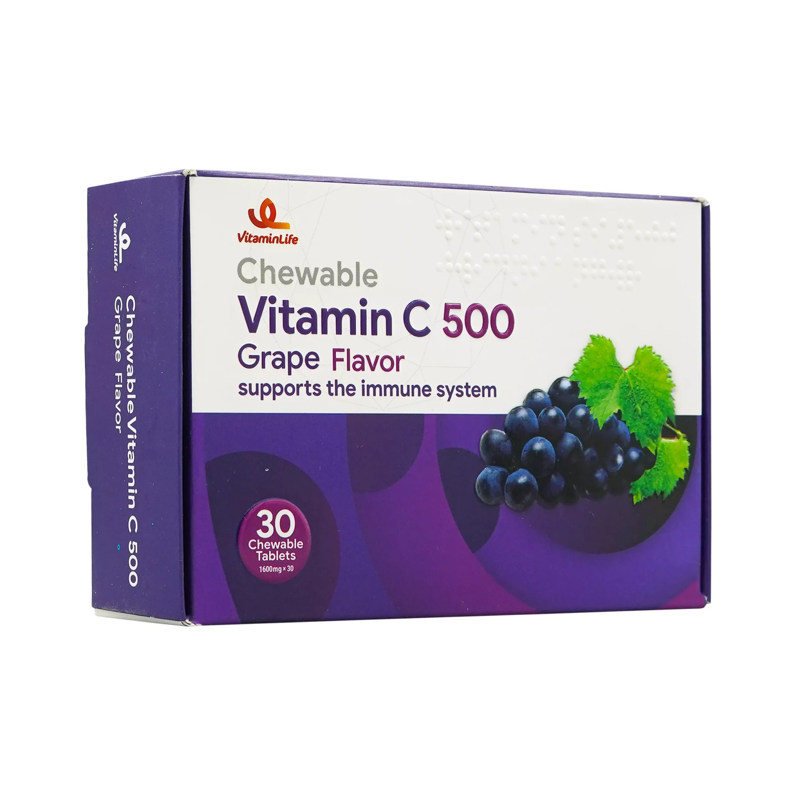 قرص جویدنی ویتامین ث با طعم انگور سیاه ویتامین لایف قرص جویدنی ویتامین ث انگور سیاه 500 میلی گرم ویتامین لایف - 30 عدد - Image 1