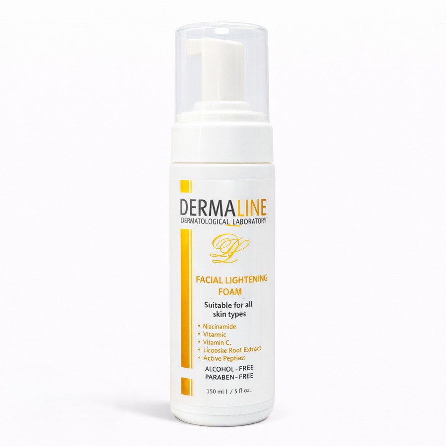 dermaline-facial-lightening-foam-150ml.darosite24 فوم شستشوی صورت روشن کننده درمالاین (150 میلی لیتر) - تصویر 1