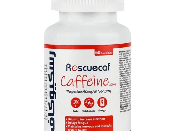 قرص کافئین + منیزیوم + ویتامین ب6 رسکیوکاف - 60 عددی