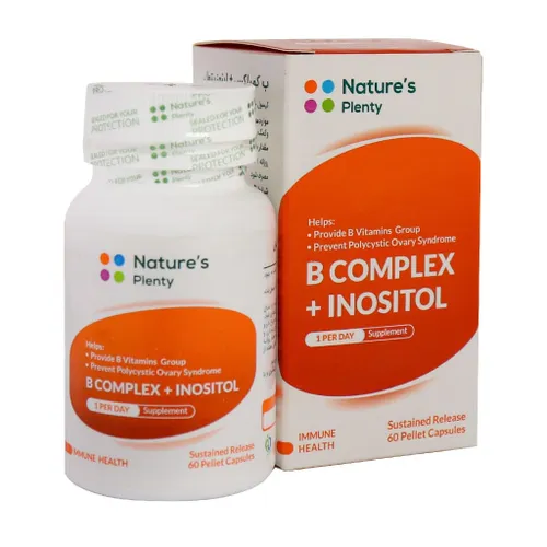natures-plenty-b-complex-and-inositol-3216 (1) کپسول ویتامین ب کمپلکس + اینوزیتول نیچرز پلنتی - 60 عدد - Image 1