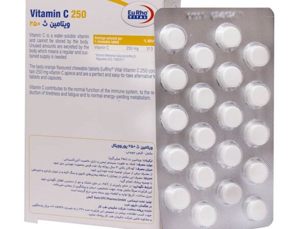 قرص جویدنی ویتامین سی 250 میلی گرم یوروویتال (60 عددی)