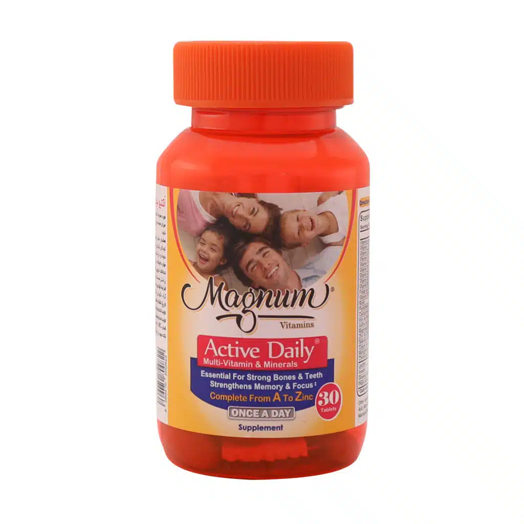 Magnum-Vitamins-Active-Daily-30-Tablets.jpg قرص اکتیو دیلی مگنوم - 30 عدد - تصویر 1