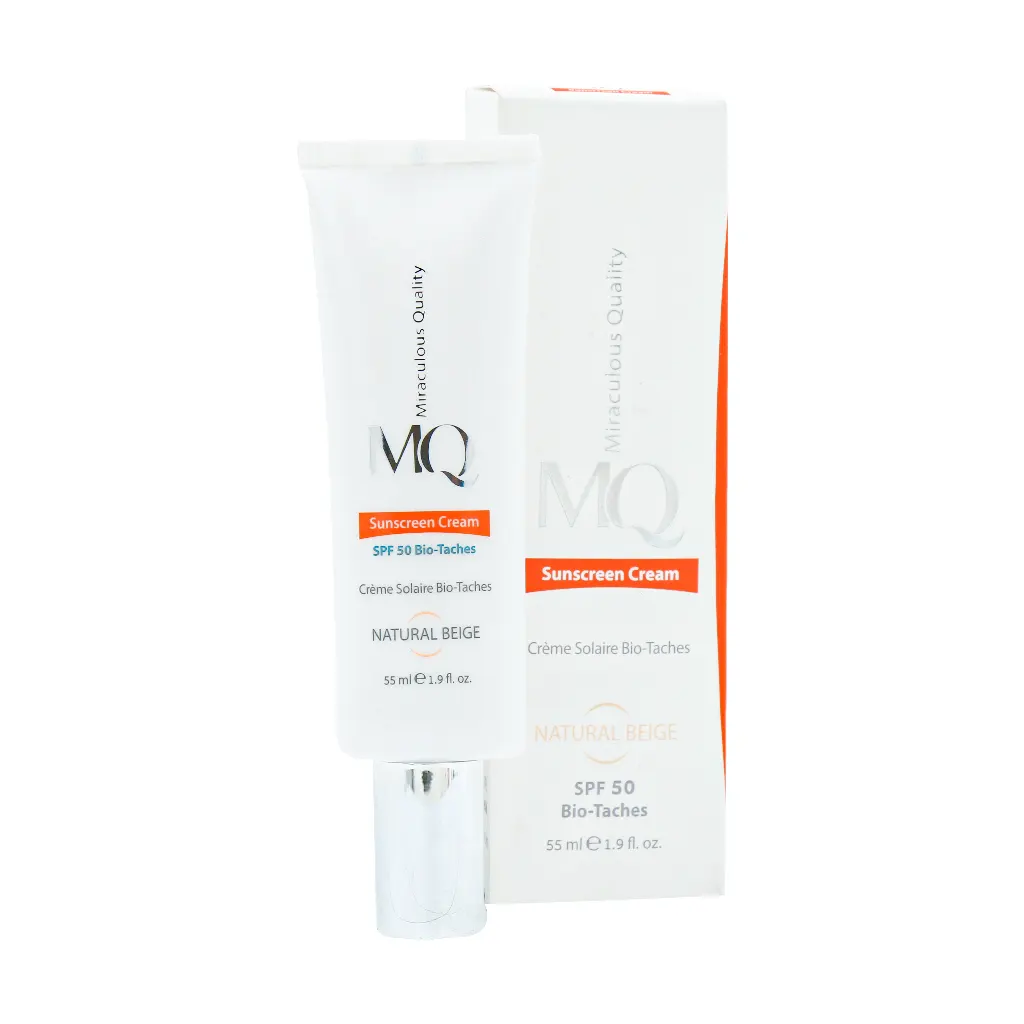 کرم ضد آفتاب روشن کننده بایوتچ SPF50 رنگ بژ طبیعی ام کیو (55 میلی لیتری)