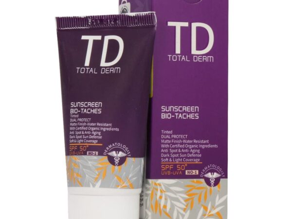 کرم ضد آفتاب رنگ بژ متوسط مناسب پوست لک دار SPF50 توتال درم (50 میلی لیتری)