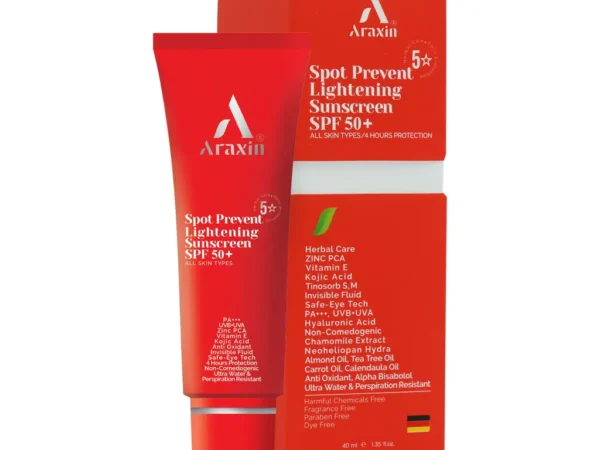کرم ضد آفتاب روشن کننده و ضد لک SPF50 آراکسین (40 میلی لیتر)