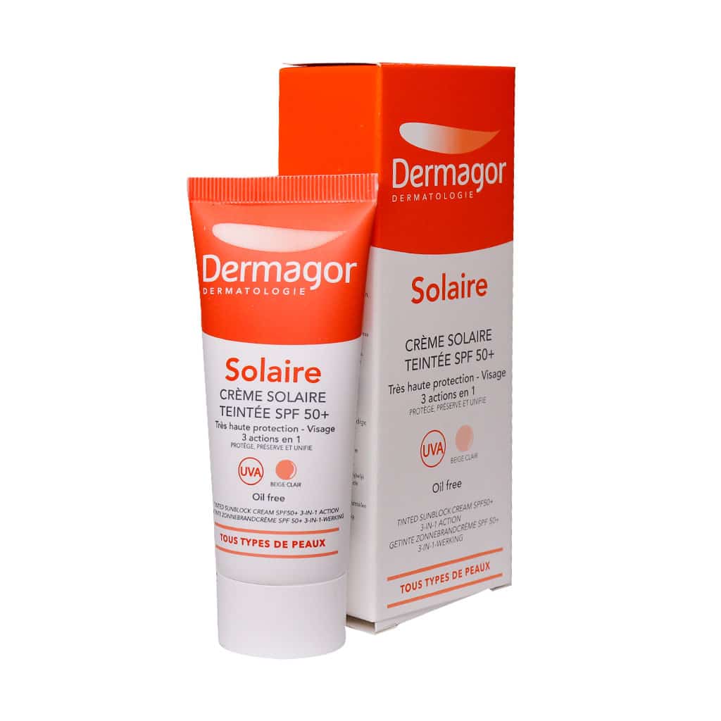 Dermagor-Solaire-SPF-50-Oil-Free-Cream کرم ضد آفتاب SPF 50+ رنگی فاقد چربی 3 در 1 درماگور (40 میلی لیتر) - تصویر 1