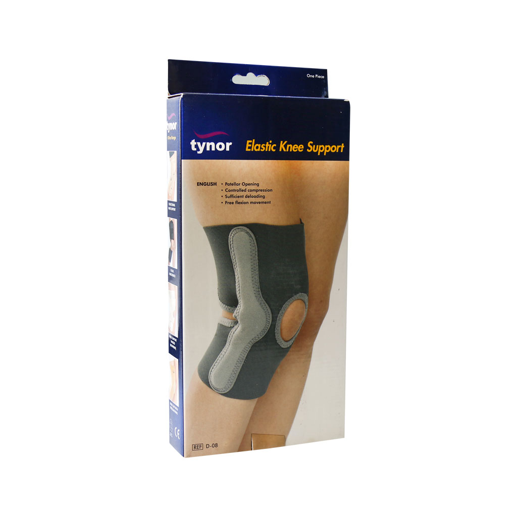 Tynor-Elastic-Knee-Support-D-08-Model زانو بند قابل تنظیم کشکک باز سایز دوایکس لارج D-08- (تاینور) - تصویر 1