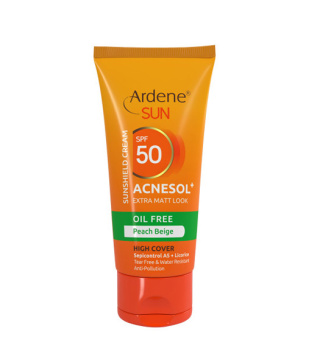 bfe4a32407d342969081c2930feeb8be کرم ضد آفتاب آکنه سول پلاس SPF50 رنگ بژ هلویی فاقد چربی آردن سان (50 گرم) - تصویر 1