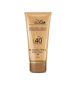 کرم ضد آفتاب کرم پودری SPF40 مدیسان رز طلایی (30 میلی لیتر)