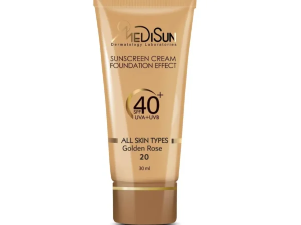 کرم ضد آفتاب کرم پودری SPF40 مدیسان رز طلایی (30 میلی لیتر)